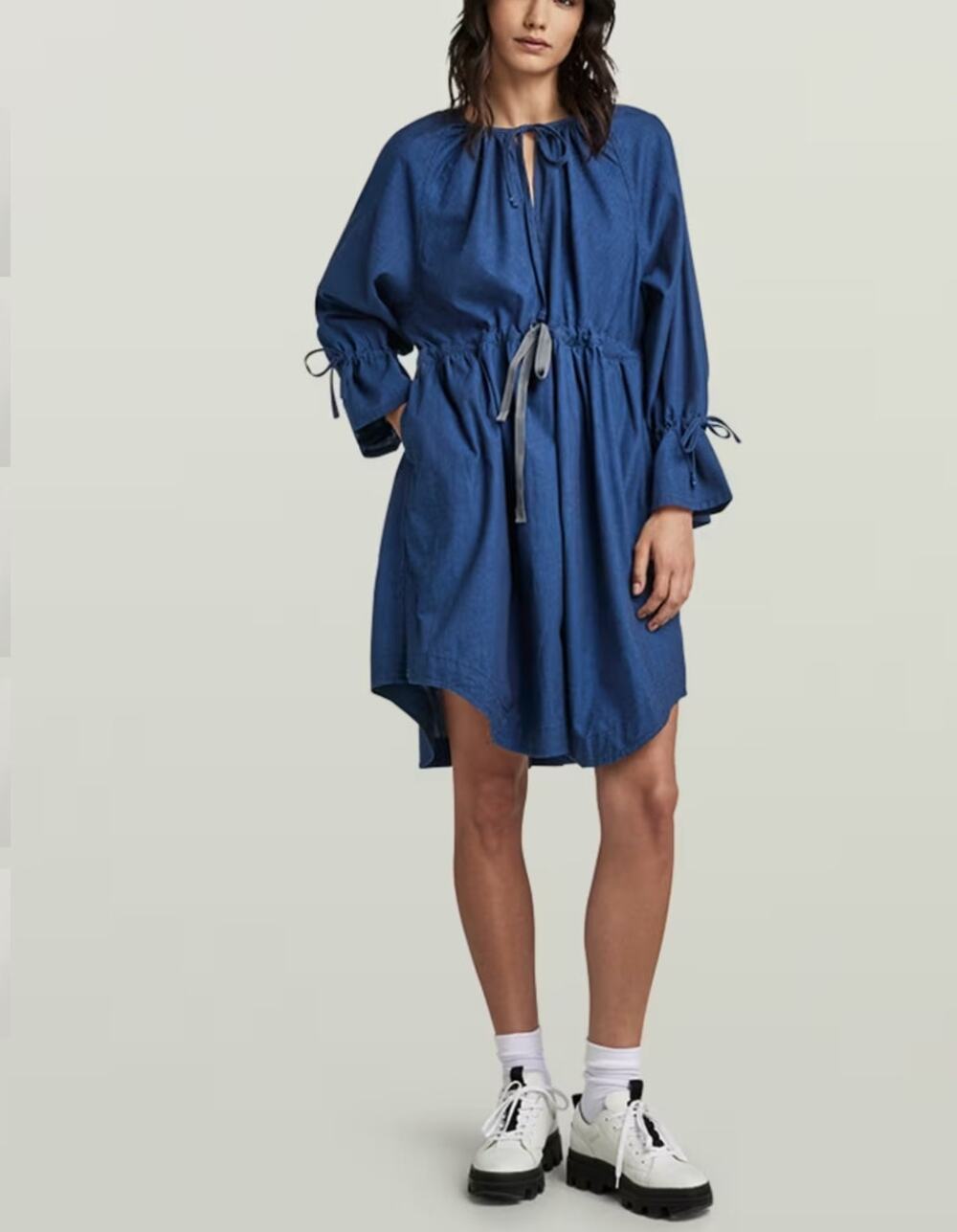 G-Star RAW Sniper Dress Rinsed Denim Blue Sz Small NWT Relaxed Loose Fit Pockets